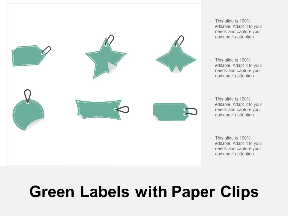 Green Labels With Paper Clips Ppt PowerPoint Presentation Slides Vector
