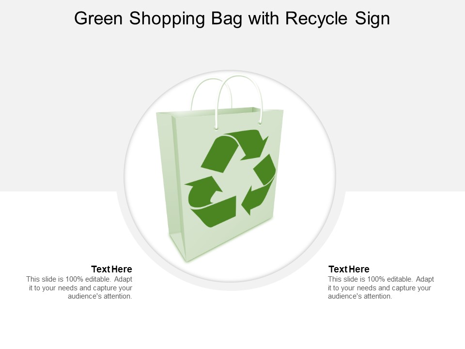 Green Shopping Bag With Recycle Sign Ppt Powerpoint Presentation Summary