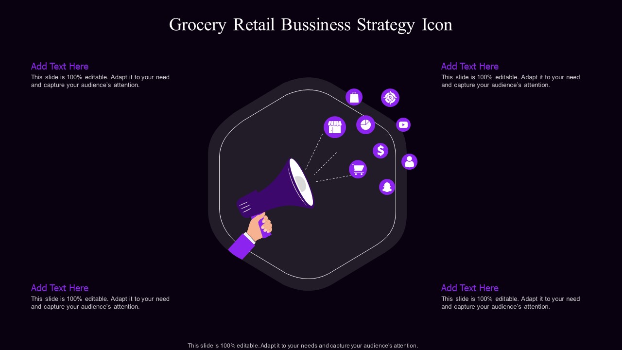 Grocery Retail Bussiness Strategy Icon Graphics PDF