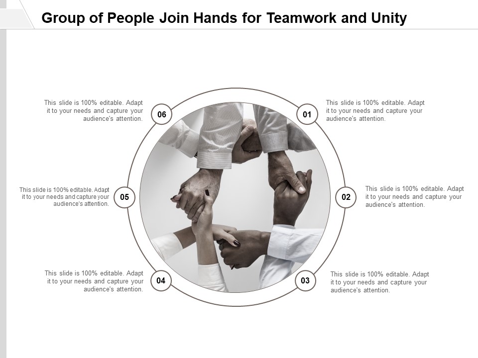 Group Of People Join Hands For Teamwork And Unity Ppt Powerpoint Presentation Summary Visuals