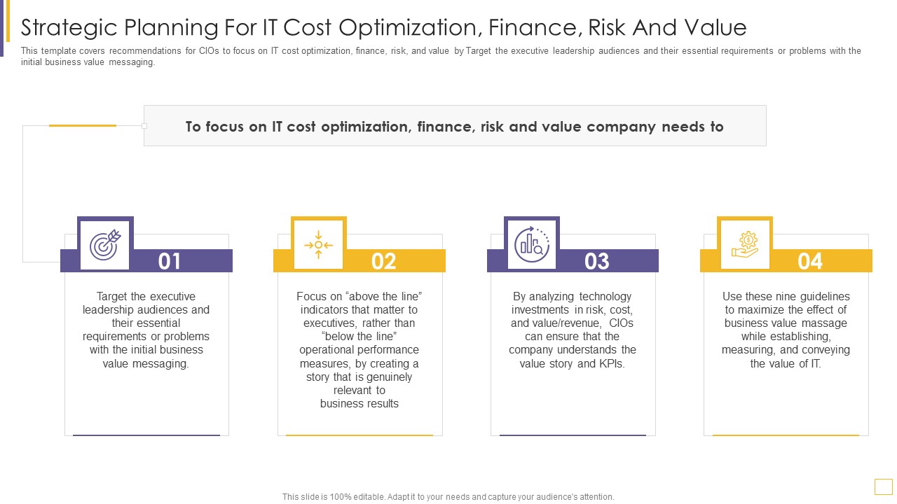 Guidelines For Exhibiting Business Value Of Information And Technology Strategic Planning For IT Cost Optimization Mockup PDF