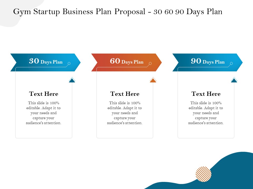 Gym And Fitness Center Business Plan Gym Startup Business Plan Proposal 30 60 90 Days Plan Infographics PDF