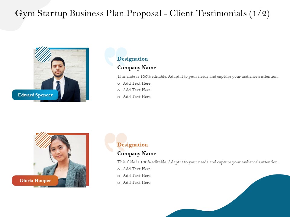 Gym And Fitness Center Business Plan Gym Startup Business Plan Proposal Client Testimonials Portrait PDF