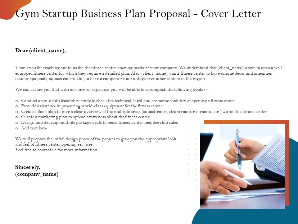 Gym And Fitness Center Business Plan Gym Startup Business Plan Proposal Cover Letter Structure PDF