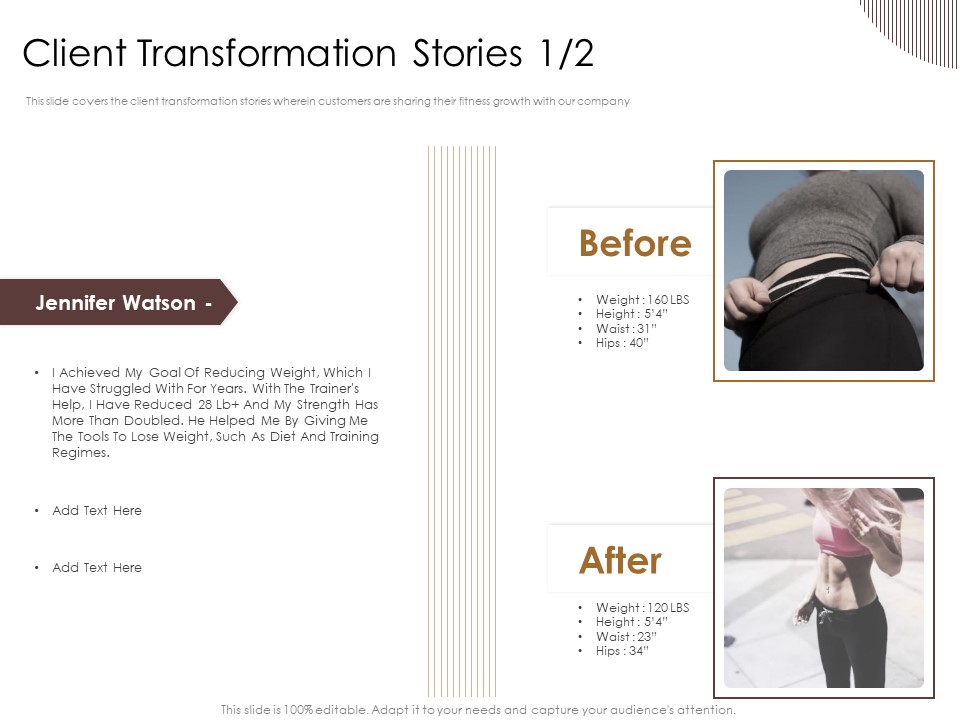 Gym Consultant Client Transformation Stories Teamwork Themes PDF