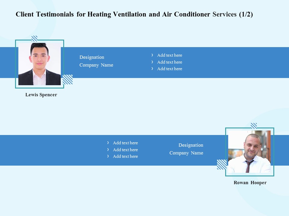 HVAC Client Testimonials For Heating Ventilation And Air Conditioner Services Ppt Infographics Format Ideas PDF