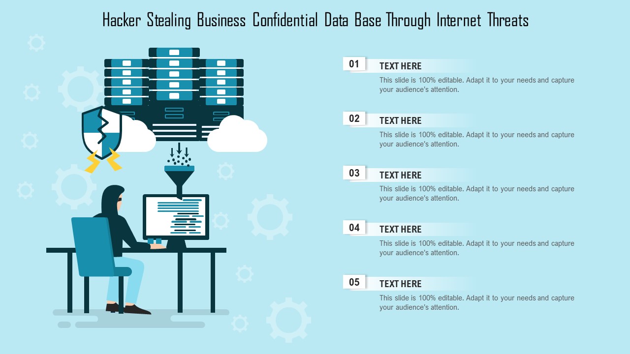 Hacker Stealing Business Confidential Data Base Through Internet Threats Ppt PowerPoint Presentation File Pictures PDF