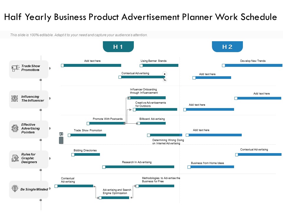 Half Yearly Business Product Advertisement Planner Work Schedule Demonstration