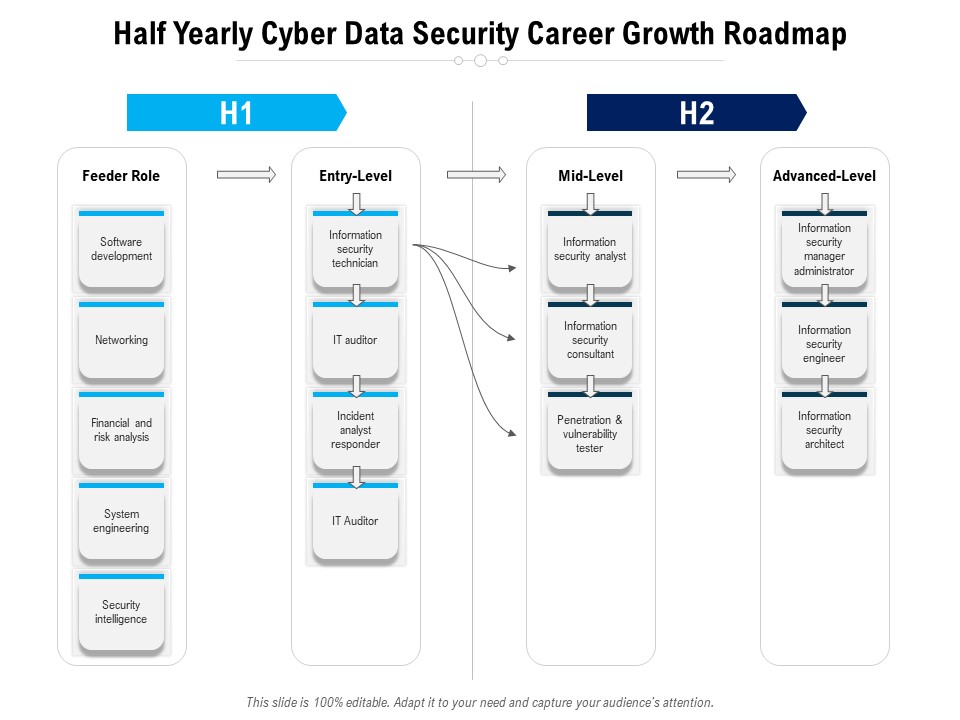 Half Yearly Cyber Data Security Career Growth Roadmap Topics