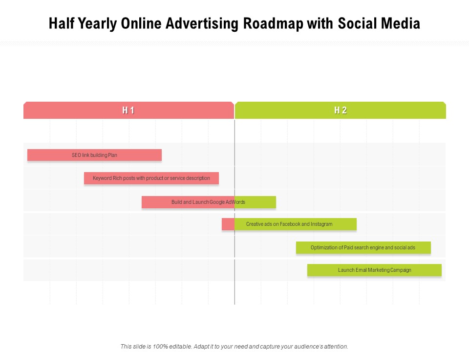 Half Yearly Online Advertising Roadmap With Social Media Download