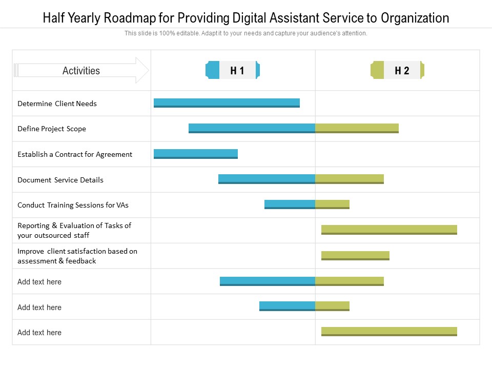 Half Yearly Roadmap For Providing Digital Assistant Service To Organization Graphics