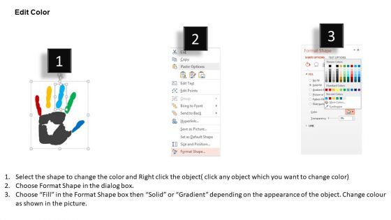 Hand Print For Five Option Display Powerpoint Templates