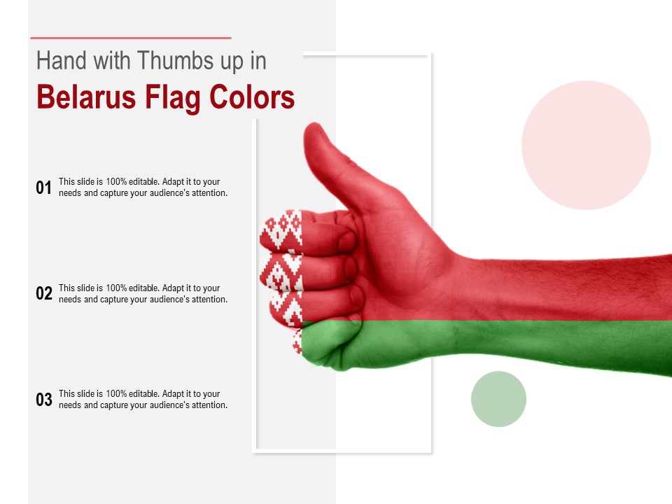 Hand With Thumbs Up In Belarus Flag Colors Ppt PowerPoint Presentation Pictures Slide Portrait