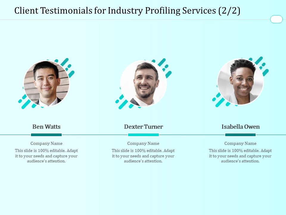 Handling Industry Analysis Client Testimonials For Industry Profiling Services Audience Portrait PDF