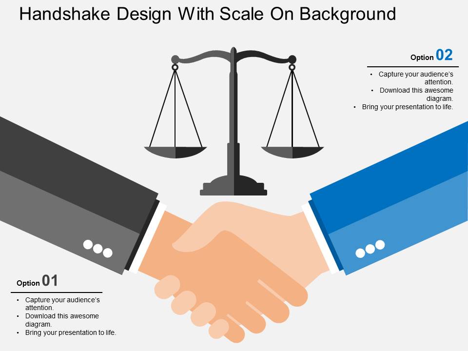 Handshake Design With Scale On Background Powerpoint Templates