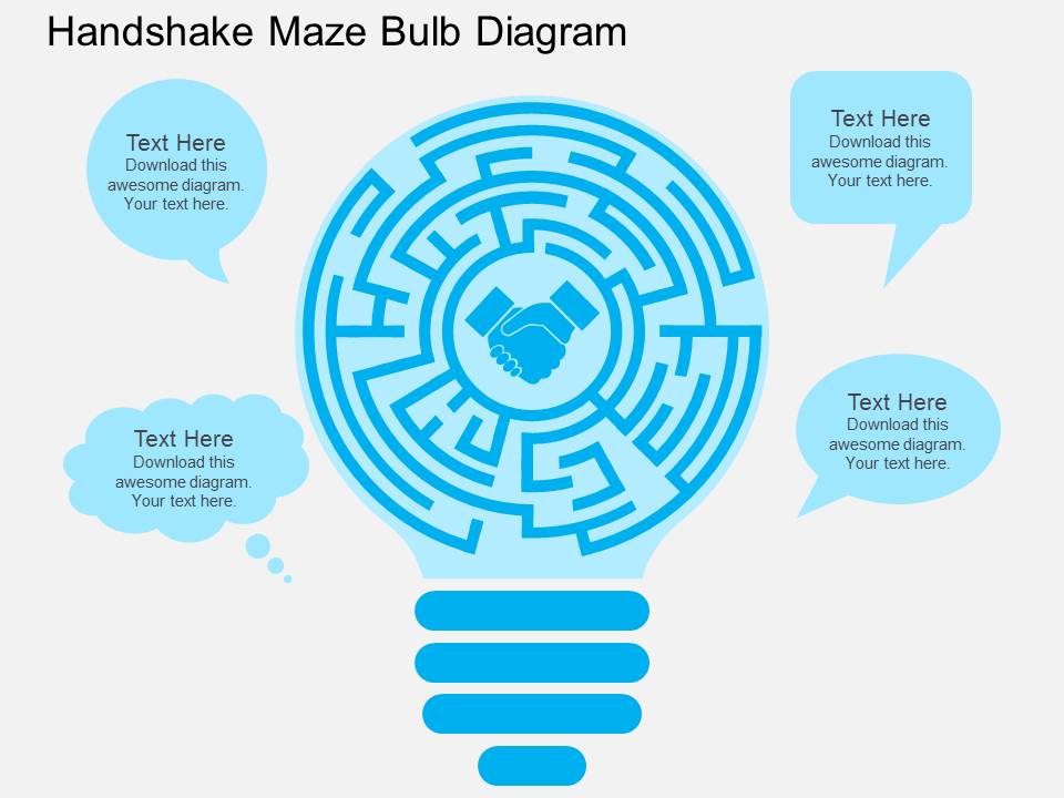 Handshake Maze Bulb Diagram Powerpoint Template