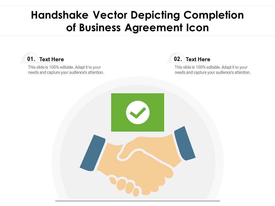 Handshake Vector Depicting Completion Of Business Agreement Icon Ppt PowerPoint Presentation File Good PDF