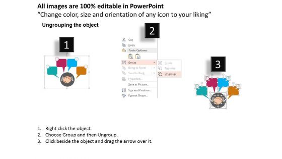 Handshake With Infographic Tags Powerpoint Templates