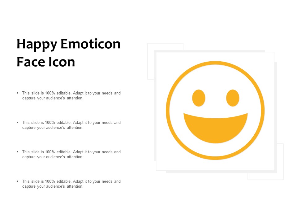 Happy Emoticon Face Icon Ppt PowerPoint Presentation Design Ideas