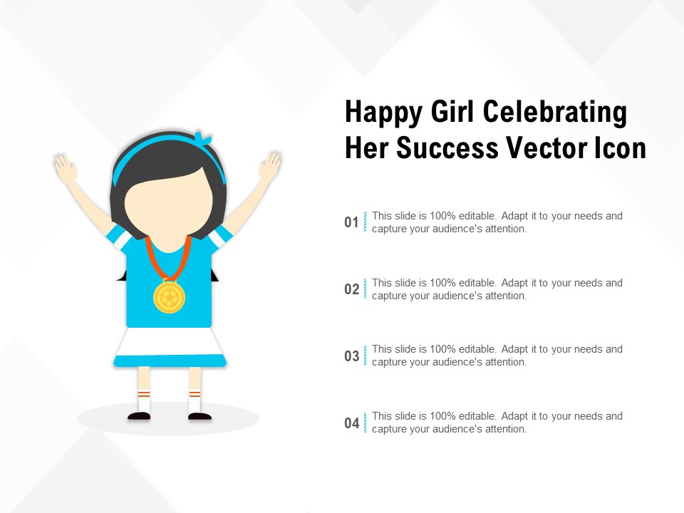 Happy Girl Celebrating Her Success Vector Icon Ppt PowerPoint Presentation Gallery Design Inspiration PDF