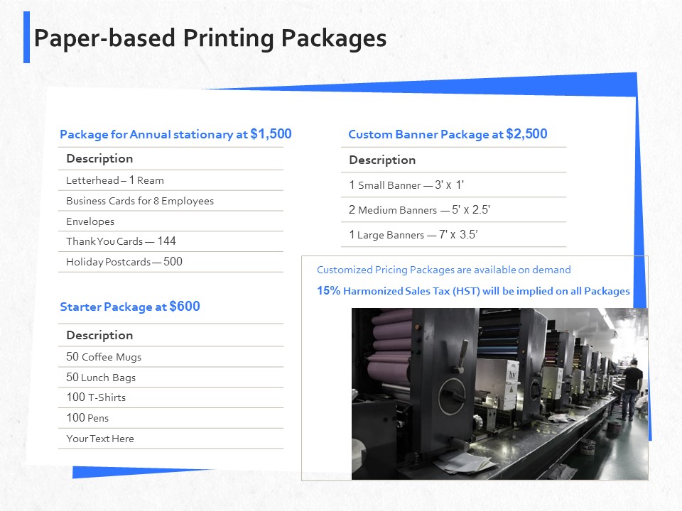Hardbound Printing Paper Based Printing Packages Ppt Show Mockup PDF
