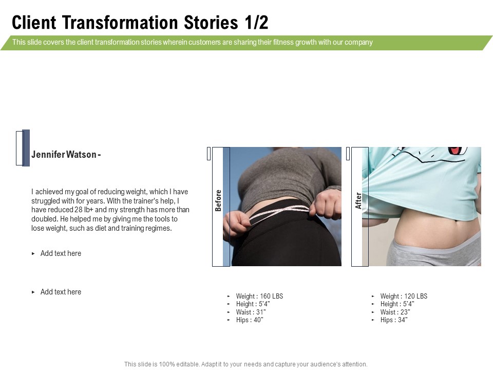 Health And Fitness Consultant Client Transformation Stories Teamwork Demonstration PDF