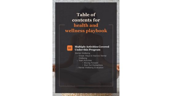 Health And Wellness Playbook Template