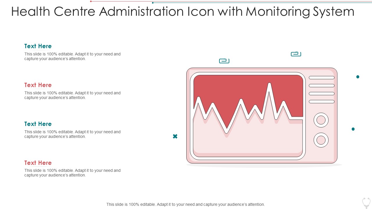 Health Centre Administration Icon With Monitoring System Brochure PDF