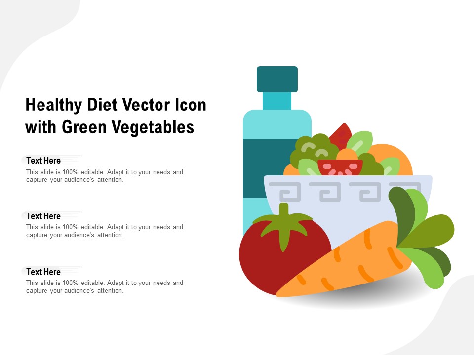 Healthy Diet Vector Icon With Green Vegetables Ppt PowerPoint Presentation Infographics Designs PDF