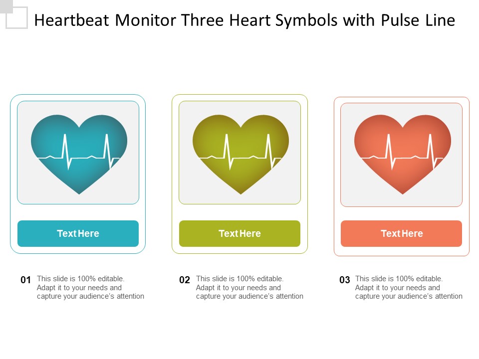 Heartbeat Monitor Three Heart Symbols With Pulse Line Ppt PowerPoint Presentation Icon Background