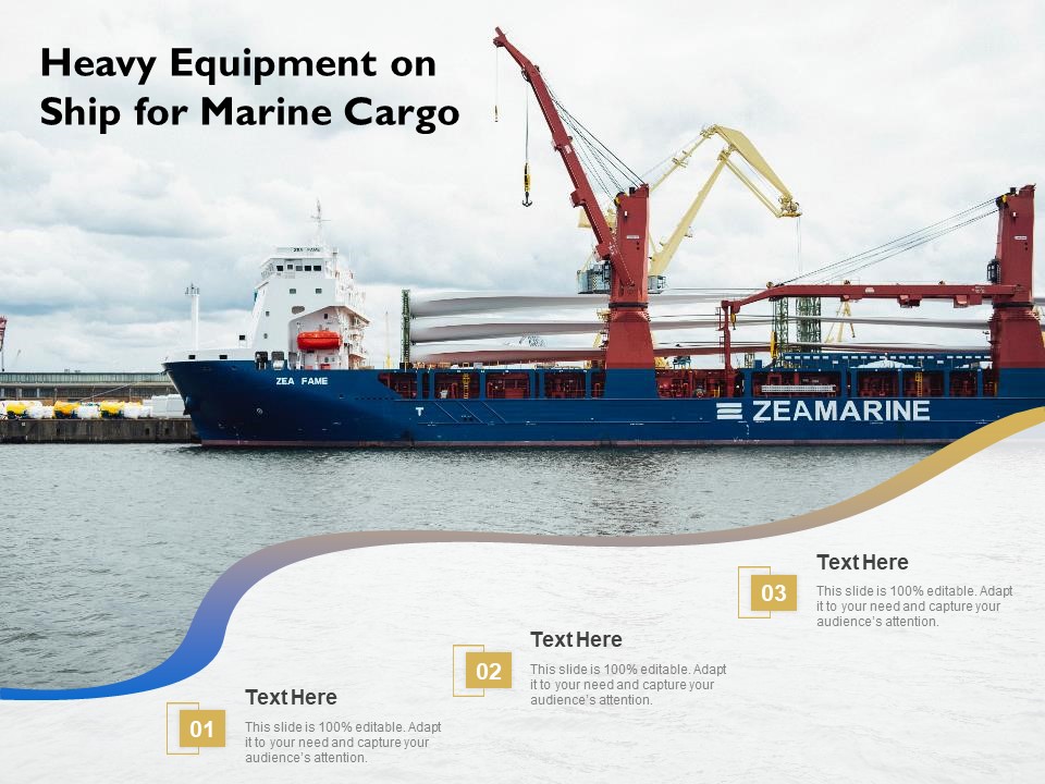 Heavy Equipment On Ship For Marine Cargo Ppt PowerPoint Presentation File Clipart PDF