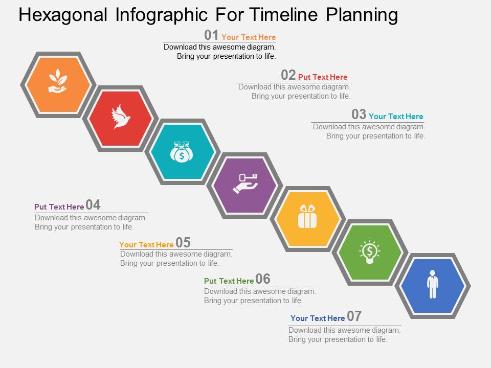 Hexagonal Infographic For Timeline Planning Powerpoint Template