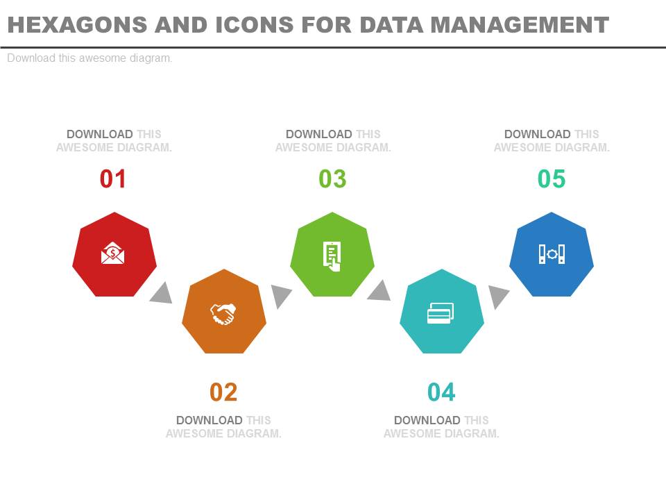 Hexagons And Icons For Business Segmentation Powerpoint Template