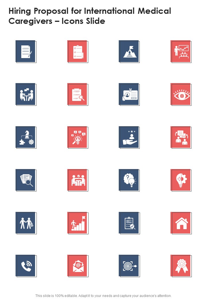 Hiring Proposal For International Medical Caregivers Icons Slide One Pager Sample Example Document