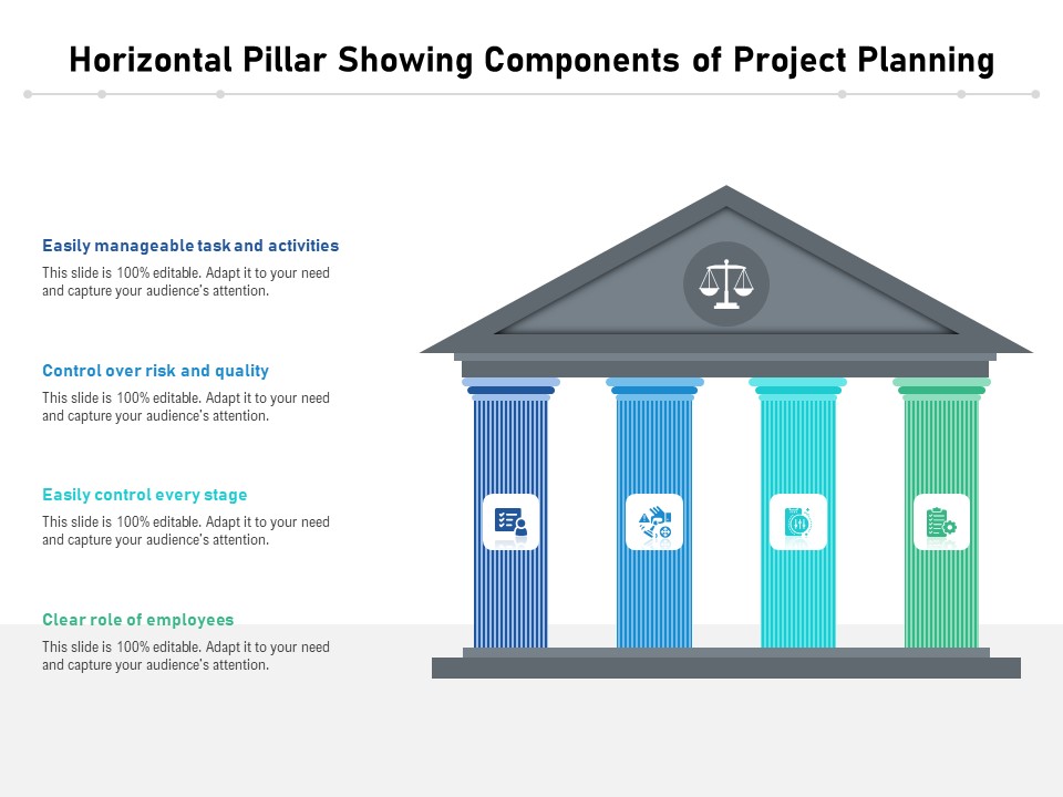 Horizontal Pillar Showing Components Of Project Planning Ppt PowerPoint Presentation Outline Clipart Images PDF