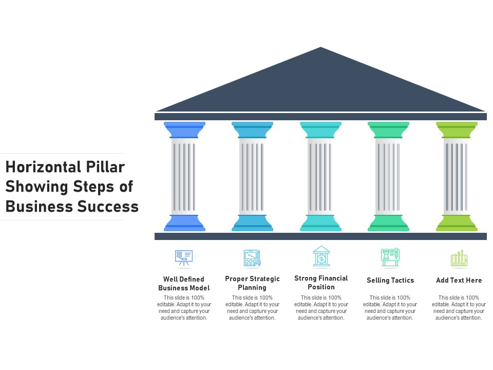 Horizontal Pillar Showing Steps Of Business Success Ppt PowerPoint Presentation Infographic Template Templates PDF