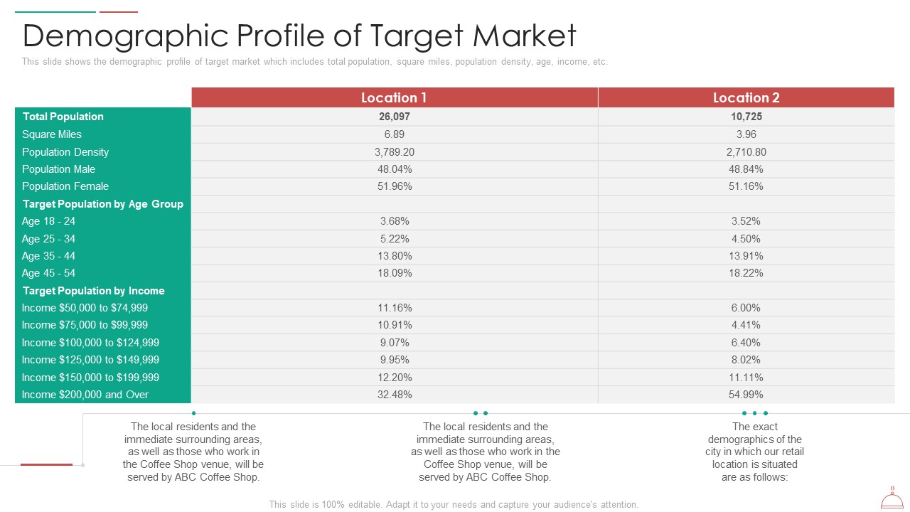 Hotel Cafe Business Plan Demographic Profile Of Target Market Background PDF