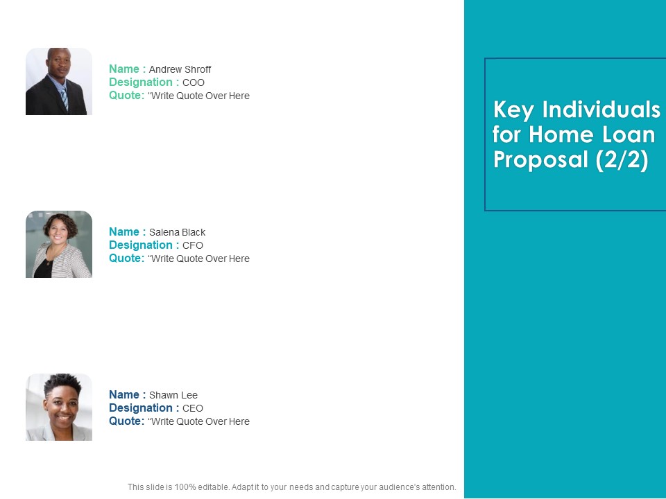Housing Mortgage Key Individuals For Home Loan Proposal Teamwork Ppt Visual Aids Layouts PDF