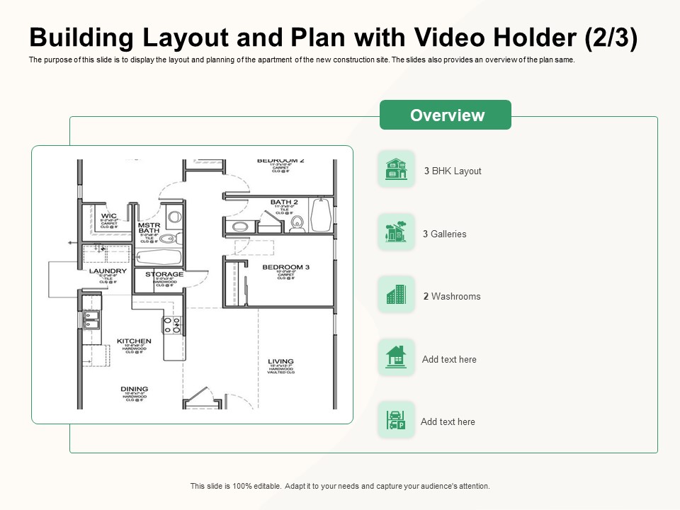 How To Effectively Manage A Construction Project Building Layout And Plan With Video Holder Washrooms Sample PDF