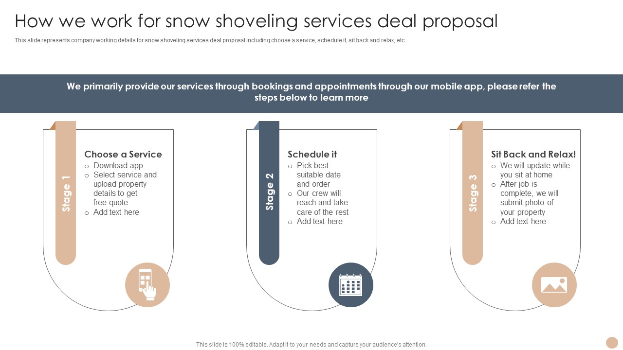 How We Work For Snow Shoveling Services Deal Proposal Professional PDF