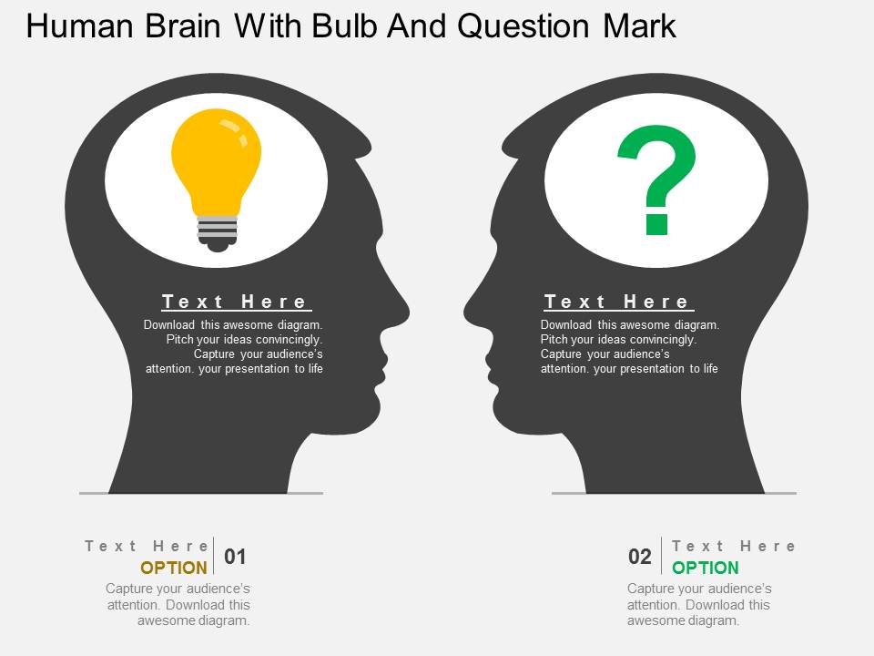 Human Brain With Bulb And Question Mark Powerpoint Template