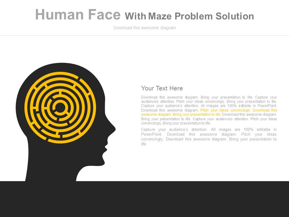Human Brain With Maze For Complex Process Powerpoint Template