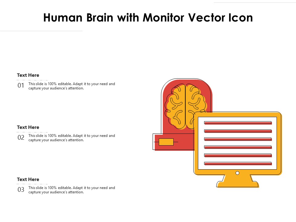 Human Brain With Monitor Vector Icon Ppt PowerPoint Presentation Visual Aids Inspiration PDF