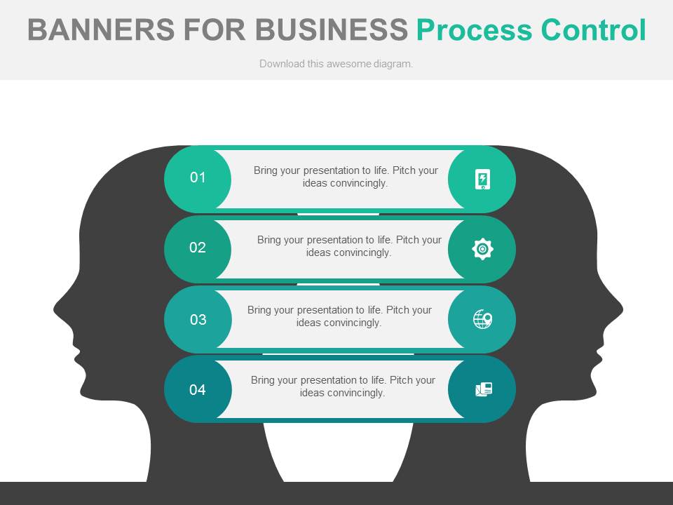 Human Faces With Four Communication Icons Powerpoint Template