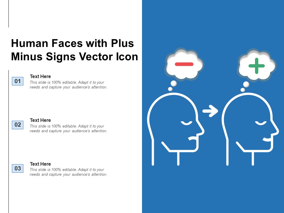 Human Faces With Plus Minus Signs Vector Icon Ppt PowerPoint Presentation File Show PDF
