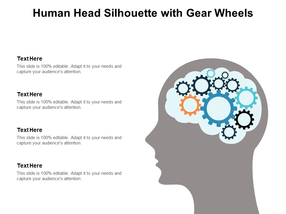 Human Head Silhouette With Gear Wheels Ppt PowerPoint Presentation Show Portrait