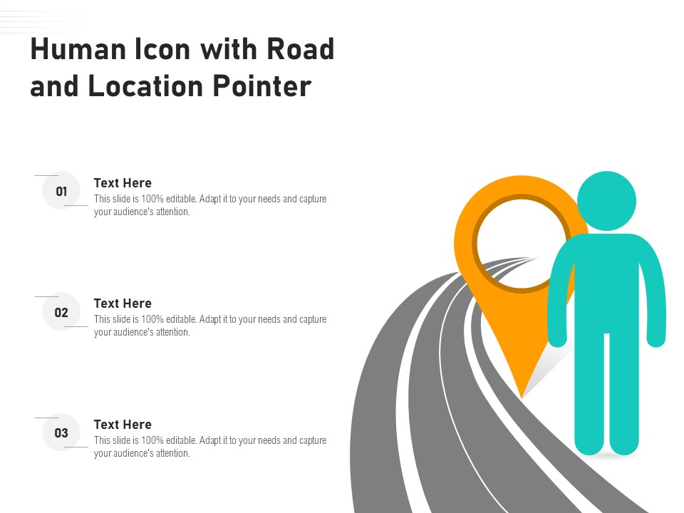 Human Icon With Road And Location Pointer Ppt PowerPoint Presentation Show Graphics Example PDF