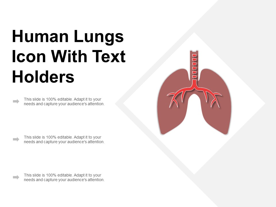 Human Lungs Icon With Text Holders Ppt PowerPoint Presentation Outline Graphics Download