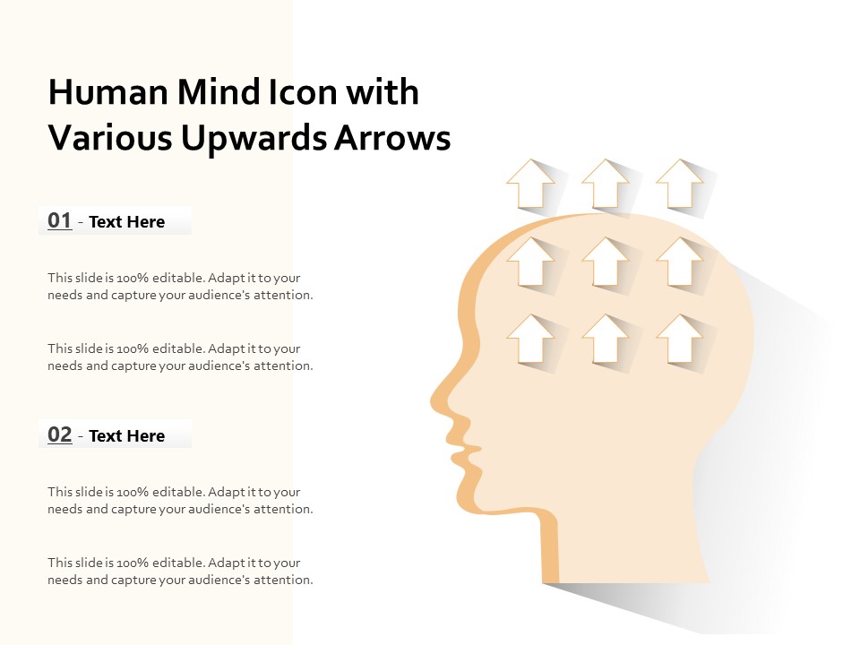 Human Mind Icon With Various Upwards Arrows Ppt PowerPoint Presentation Show Format Ideas PDF