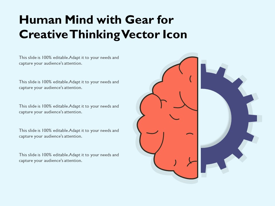 Human Mind With Gear For Creative Thinking Vector Icon Ppt PowerPoint Presentation Gallery Tips PDF